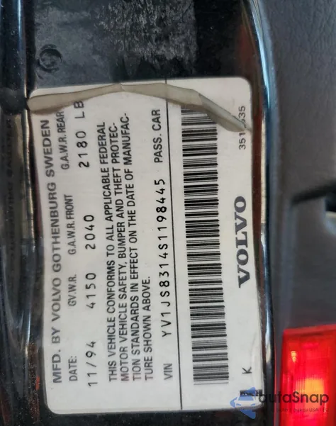 1995 Volvo 940 from USA, damaged, VIN YV1JS8314S1198445